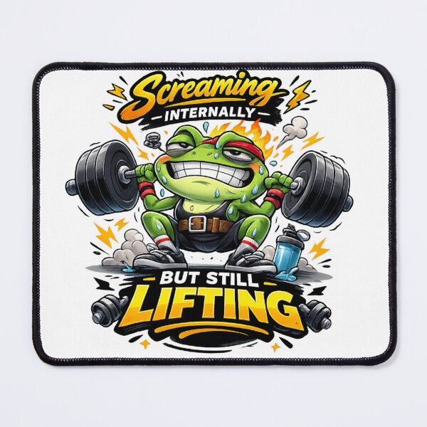 Item preview, Frog Gym Fitness Sticker – Screaming Internally But Still Lifting designed and sold by les3cerises.