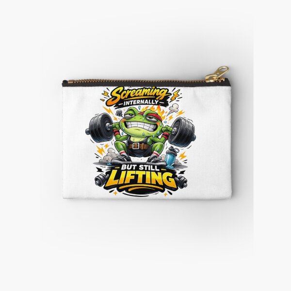 Item preview, Frog Gym Fitness Sticker – Screaming Internally But Still Lifting designed and sold by les3cerises.