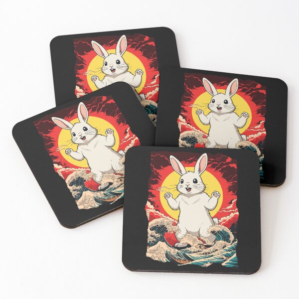 Item preview, Bunny Kaiju Japanese Wave Sunset Cute Animal  designed and sold by JEFDodsonArt.