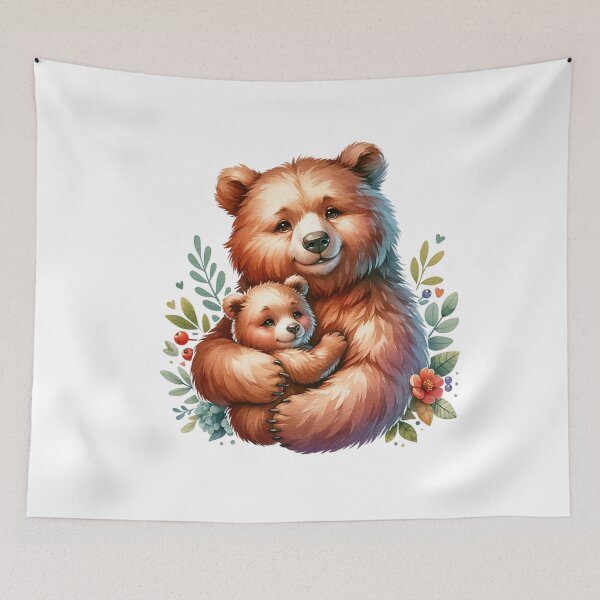 Item preview, Heartwarming Bear Mother and Cub  Illustration designed and sold by KrisGraphic45.