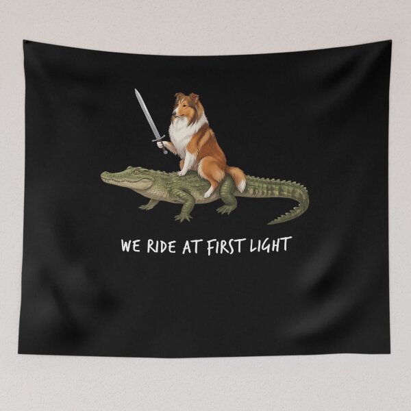 Item preview, We Ride at First Light Funny Collie Crocodile Dog Lover designed and sold by TerryConnells.