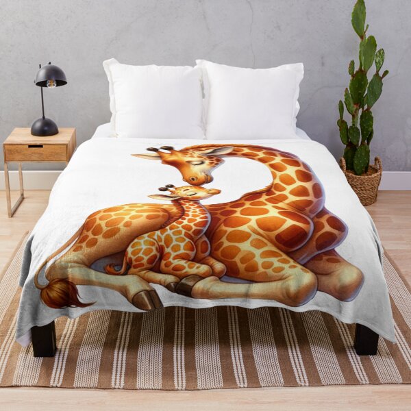 Item preview, Heartwarming Giraffe Mother and Calf Illustration designed and sold by KrisGraphic45.