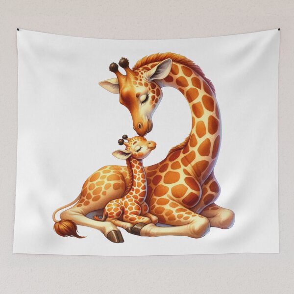 Item preview, Heartwarming Giraffe Mother and Calf Illustration designed and sold by KrisGraphic45.