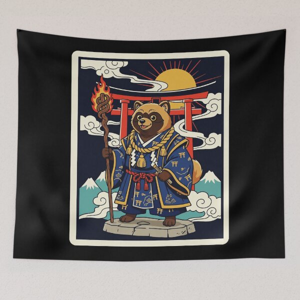 Item preview, Tanuki Samurai Japanese Style Warrior Illustration designed and sold by JordynLadukeg65.