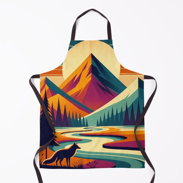 Item preview, Geometric Mountain Landscape with Fox and River designed and sold by InkSmithery.
