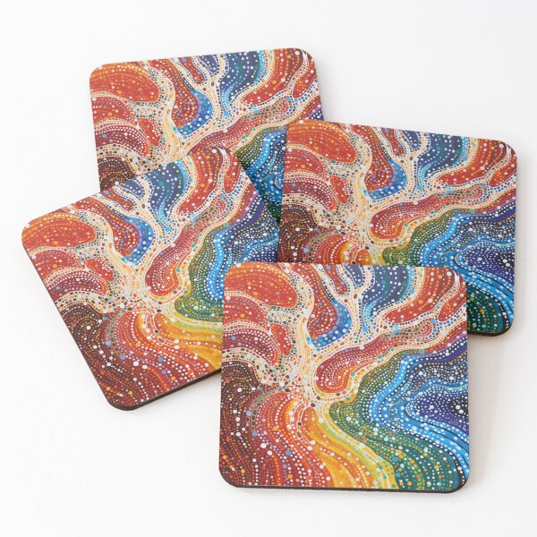 Item preview, Aboriginal Inspired Dot Art - Wavy Myriad Colorful Paths designed and sold by GrinGalore.