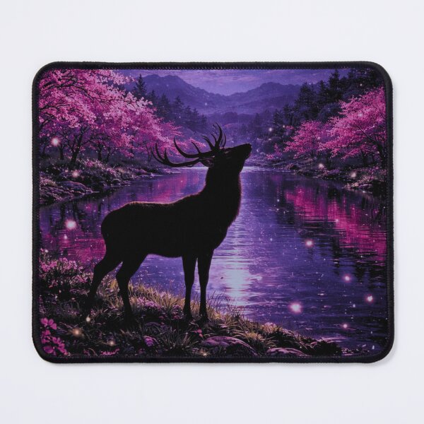 Item preview, Moonlit Sakura Stag | Cherry Blossom Night Deer Wall Art designed and sold by simpleyetcanva.