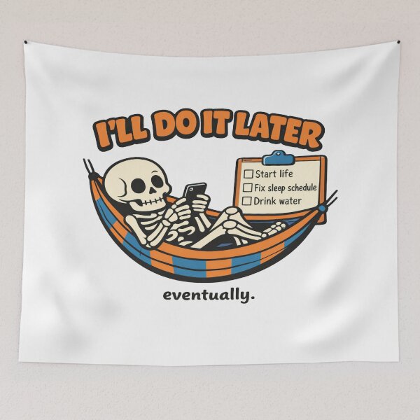 Item preview, Procrastination Skeleton in Hammock – Funny “I’ll Do It Later” Design for Relatable Humor Lovers designed and sold by Bright Nest Studio.