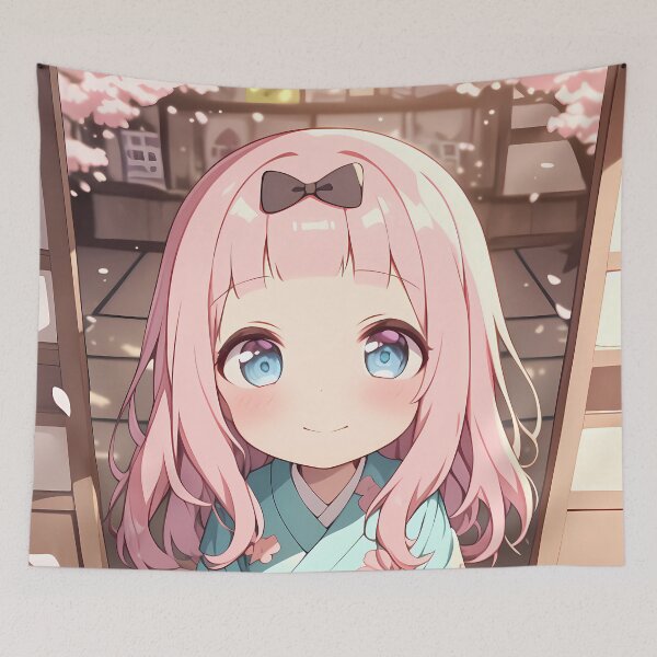Item preview, Chika Fujiwara Kaguya Sama Pastel Kimono Under Cherry Blossoms designed and sold by TanglenRabbit.
