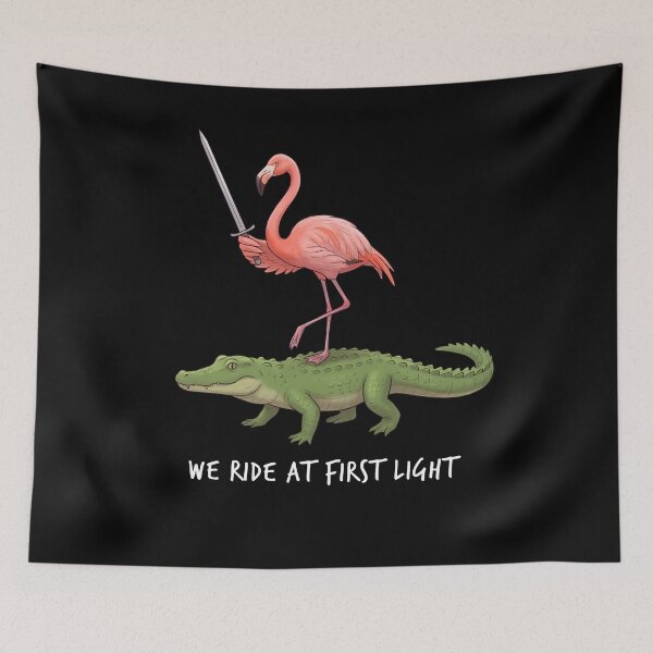 Artikelvorschau, Wir reiten im Morgengrauen – Lustiger Flamingo-Krokodil-Tierliebhaber entworfen und verkauft von TerryConnells.
