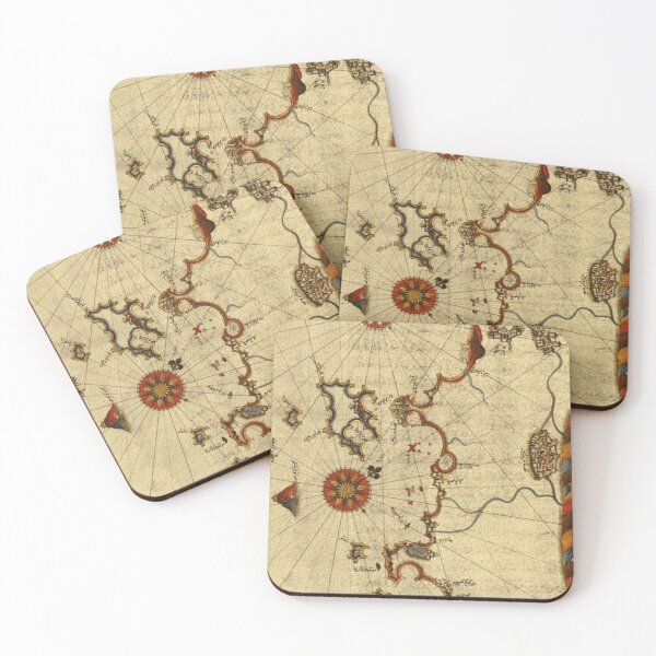 Item preview, Piri Reis Map Vintage Nautical Cartography Illustration designed and sold by drtalha.