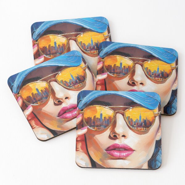 Item preview, Portrait popart painting woman with sunglasses NYC designed and sold by TYA - Take Your Art.