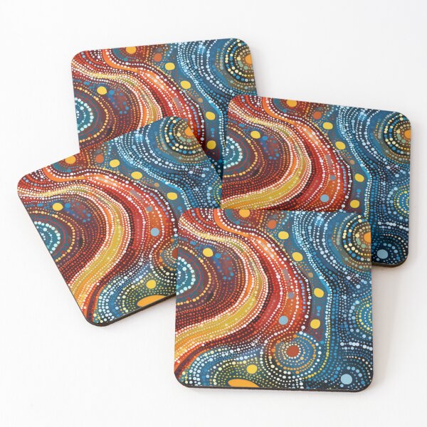 Item preview, Aboriginal Inspired Dot Art - Deep Sea Hot and Cold Paths designed and sold by GrinGalore.