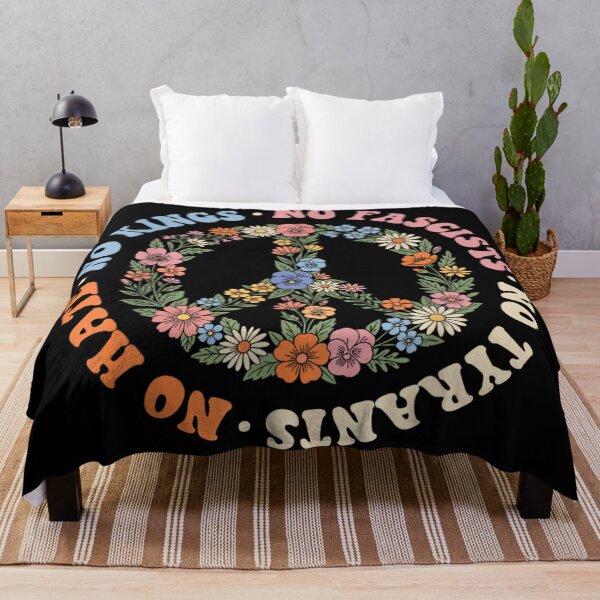 Item preview, Retro Floral Peace Sign No Kings No Fascists No Hate No Tyrants Activist designed and sold by YubitaLeLe.