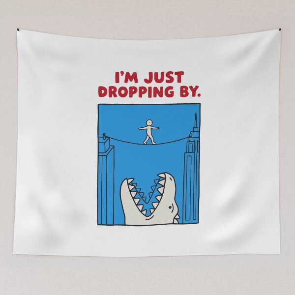 Item preview, I'm Just Dropping By - Funny Monster Tightrope Pun designed and sold by MotionBanana Art.