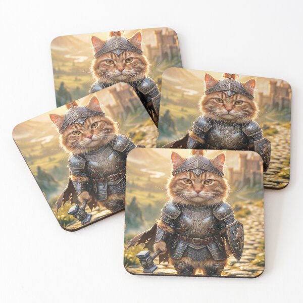 Item preview, Munchkin Cat Warrior in Fantasy Armor at Sunrise designed and sold by Jaani-T.