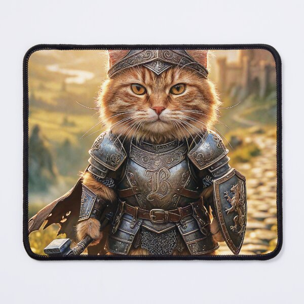 Item preview, Munchkin Cat Warrior in Fantasy Armor at Sunrise designed and sold by Jaani-T.