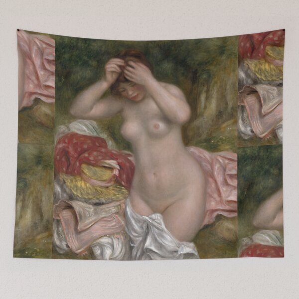 Item preview, Bather Arranging Her Hair by Pierre-Auguste Renoir: Impressionist Nude Poster designed and sold by artofuniverse.