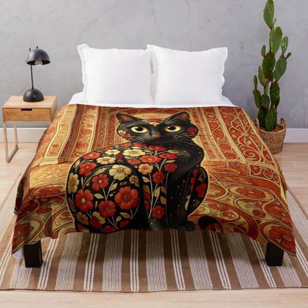 Item preview, Gustav Klimt Cat in Red and Gold designed and sold by Vicky Brago-Mitchell®.