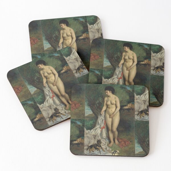 Item preview, Bather With a Griffon Dog Style by Pierre-Auguste Renoir: Impressionist Nude Poster designed and sold by artofuniverse.