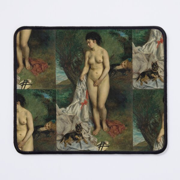 Item preview, Bather With a Griffon Dog Style by Pierre-Auguste Renoir: Impressionist Nude Poster designed and sold by artofuniverse.