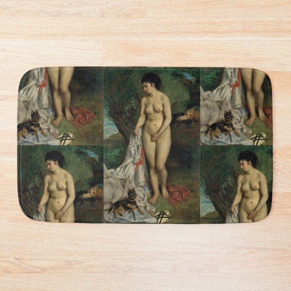 Item preview, Bather With a Griffon Dog Style by Pierre-Auguste Renoir: Impressionist Nude Poster designed and sold by artofuniverse.