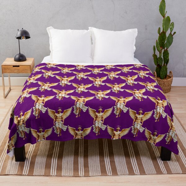 Item preview, Golden Angels Pattern Design On Purple Background designed and sold by PatternTitan.