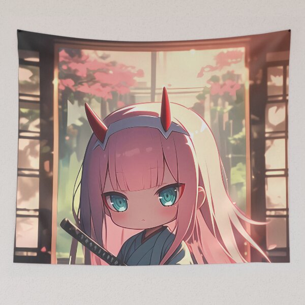 Item preview, Zero Two Darling In The Franxx Pink Hair Kimono Chibi designed and sold by TanglenRabbit.
