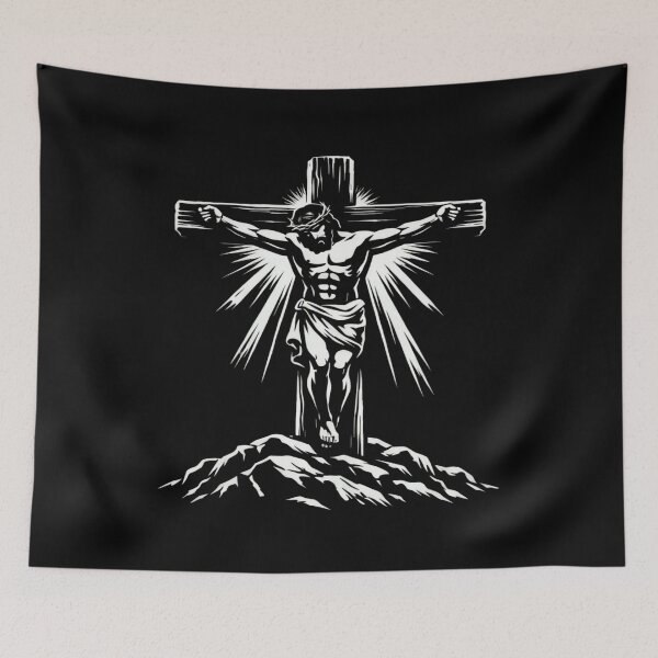 Item preview, Dramatic Crucifixion Illustration – High‑Contrast Religious Art Depicting Christ on the Cross designed and sold by Bright Nest Studio.