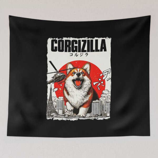 Item preview, Corgi Monster Japanese City Attack Funny Dog  designed and sold by titanlevi.