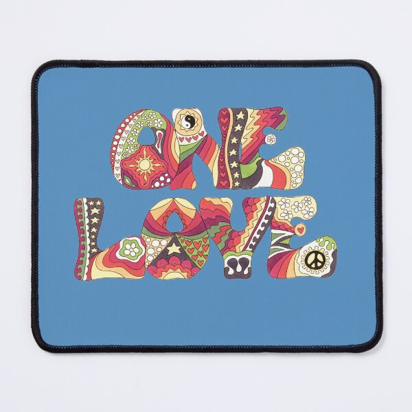 Item preview, Vintage Psychedelic One Love Art White– Retro Hippie Rainbow Groovy Peace Design designed and sold by Kellie Espie Art.