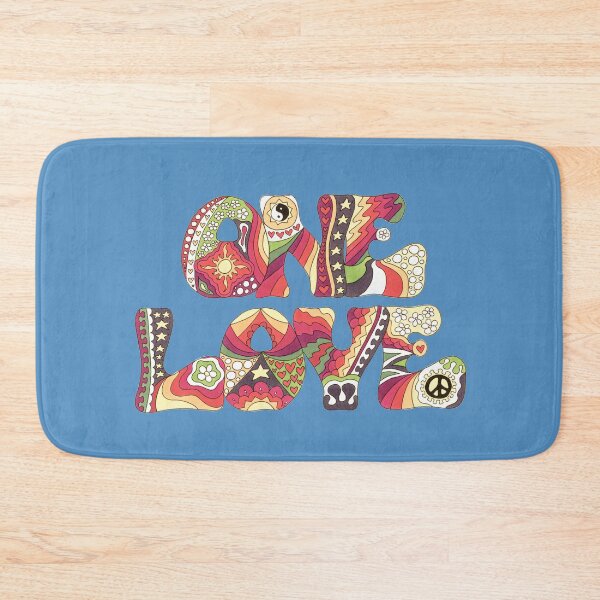 Item preview, Vintage Psychedelic One Love Art White– Retro Hippie Rainbow Groovy Peace Design designed and sold by Kellie Espie Art.