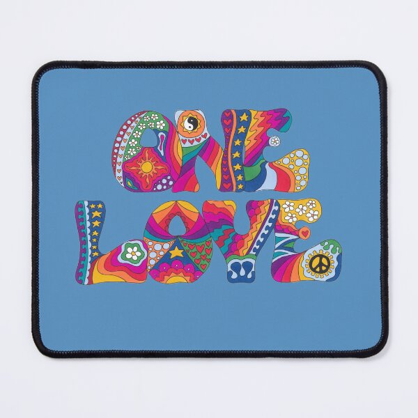 Item preview, Psychedelic One Love Art White– Retro Hippie Rainbow Groovy Peace Design designed and sold by Kellie Espie Art.