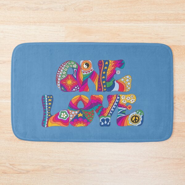Item preview, Psychedelic One Love Art White– Retro Hippie Rainbow Groovy Peace Design designed and sold by Kellie Espie Art.
