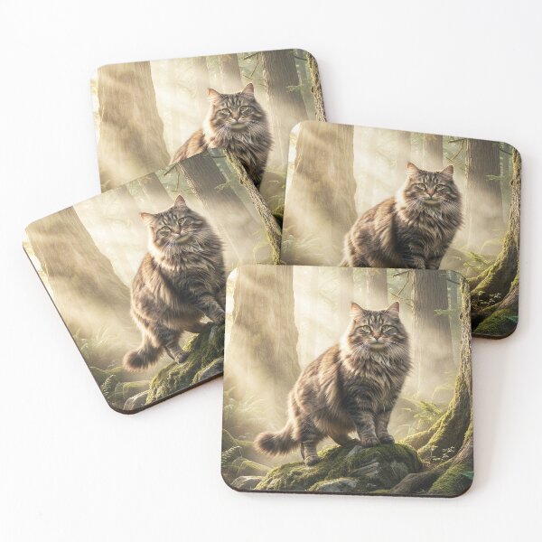 Item preview, Norwegian Forest Cat in a Misty Ancient Woodland designed and sold by Jaani-T.