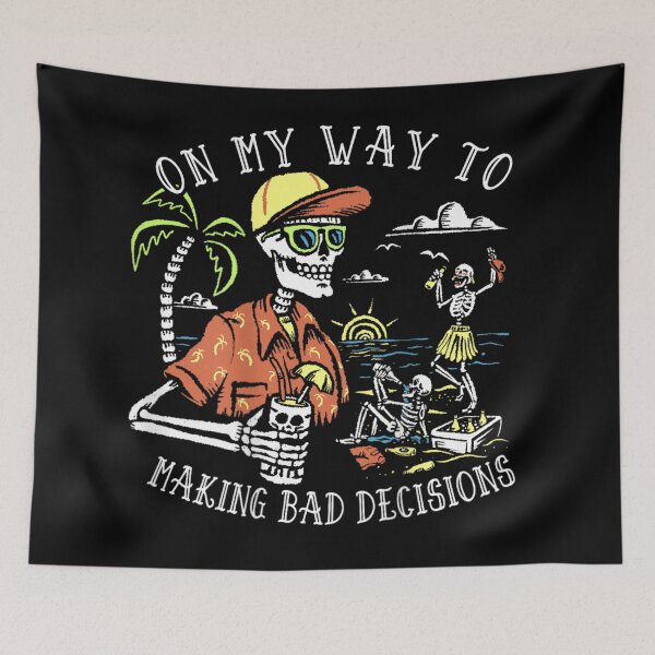 Item preview, Funny Skeleton In Hawaiian Shirt On My Way To Making Bad Decisions Beach designed and sold by LittleNhutton.
