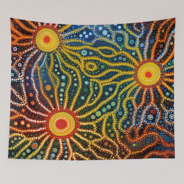 Item preview, Aboriginal Inspired Dot Art - Deep Sea Mirage Flowers designed and sold by GrinGalore.