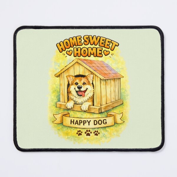 Item preview, Home Sweet Home – Happy Dog in Cozy Doghouse Illustration designed and sold by blankTeeShirt.