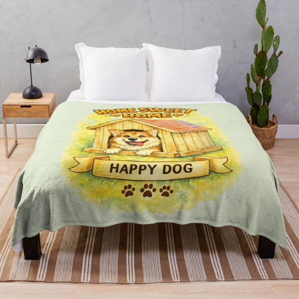 Item preview, Home Sweet Home – Happy Dog in Cozy Doghouse Illustration designed and sold by blankTeeShirt.