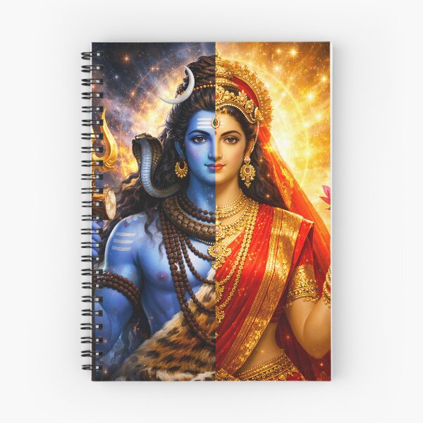 Item preview, Ardhanarishvara Shiva Shakti Art | Half Shiva Half Parvati Divine Balance designed and sold by CosmicLotusArt.