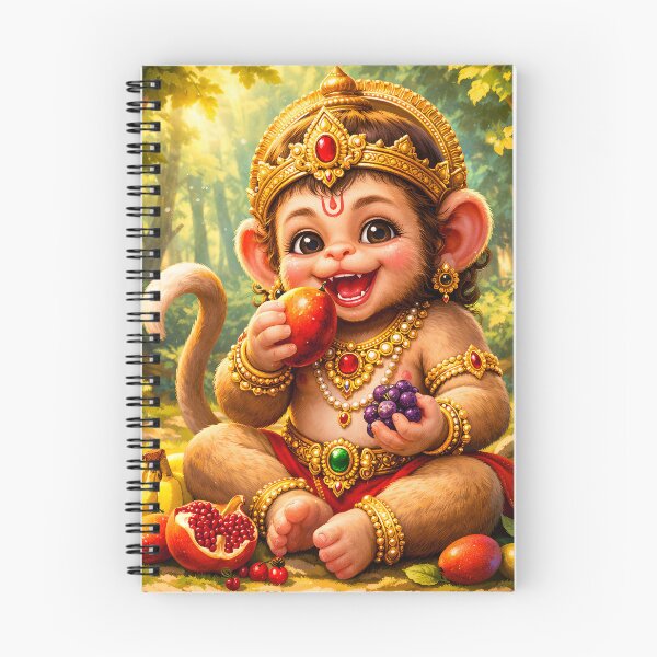 Item preview, Cute Baby Hanuman Eating Fruit | Little Bajrangbali Art designed and sold by CosmicLotusArt.
