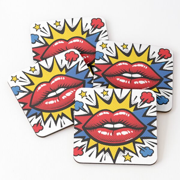 Item preview, grunge pop art lips with a red lipstick splash and ink splatter details, creating an edgy urban kiss illustration ideal for fashion, beauty, tattoo, poster1 designed and sold by Dejbar.