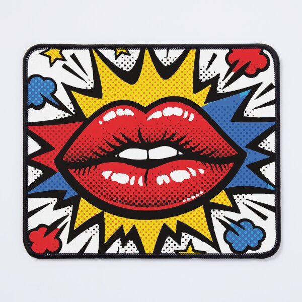 Item preview, grunge pop art lips with a red lipstick splash and ink splatter details, creating an edgy urban kiss illustration ideal for fashion, beauty, tattoo, poster1 designed and sold by Dejbar.