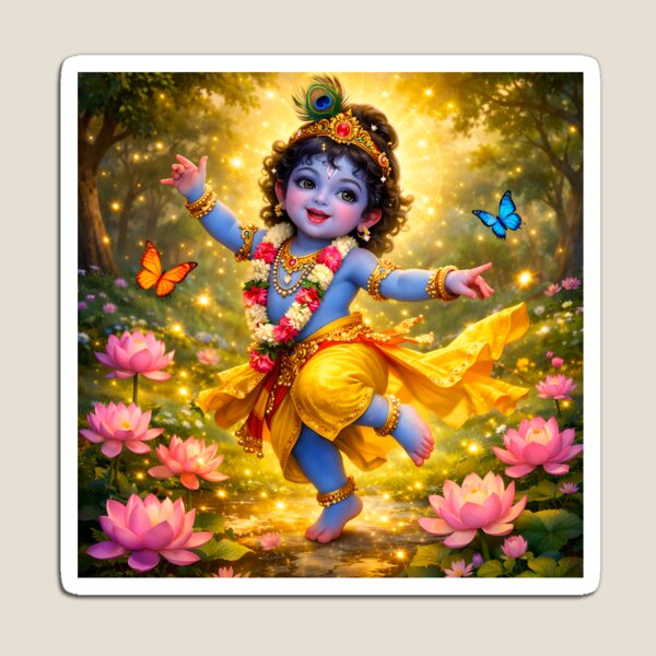 Item preview, Dancing Little Krishna | Baby Krishna Divine Joy | Hindu God Art Illustration designed and sold by CosmicLotusArt.