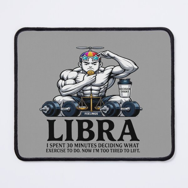 Item preview, Funny Libra Zodiac Gym - "Too Tired to Lift" Decision Fatigue T-shirt designed and sold by ClaussShop.