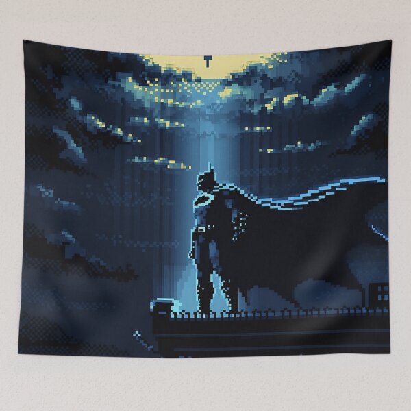 Item preview, Dark Knight Pixel Skyline – Retro Vigilante Night Art designed and sold by PosterFuel.
