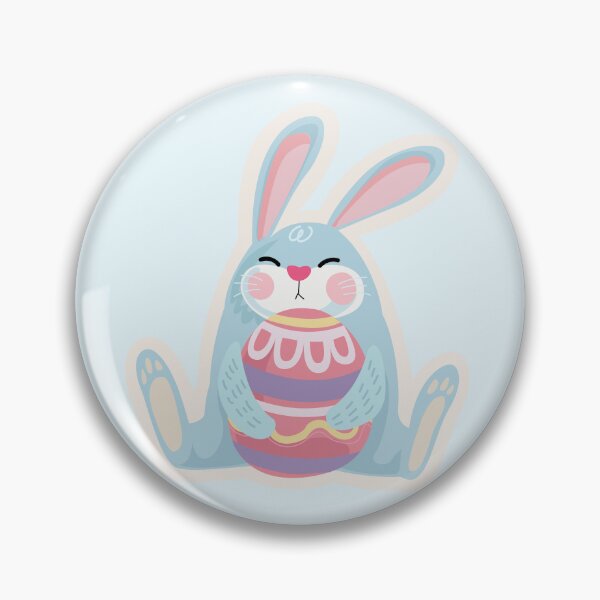 Item preview, Cute Blue Easter Bunny with Colorful Egg – Cartoon Illustration designed and sold by EmeraldeaArt.