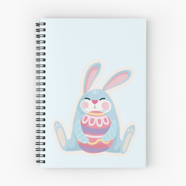 Item preview, Cute Blue Easter Bunny with Colorful Egg – Cartoon Illustration designed and sold by EmeraldeaArt.