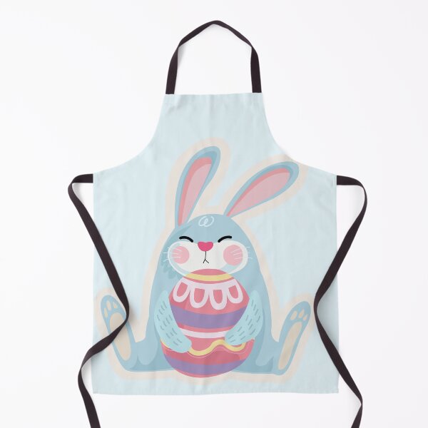Item preview, Cute Blue Easter Bunny with Colorful Egg – Cartoon Illustration designed and sold by EmeraldeaArt.