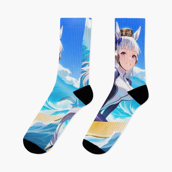 Item preview, Gold Ship Uma Musume Surfing Through Ocean Waves Under Blue Sky designed and sold by TanglenRabbit.